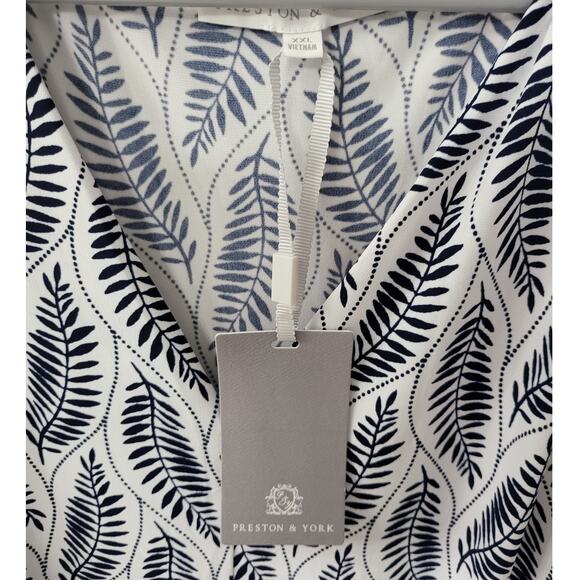 Preston & York Sydney Front Tie Jersey Short Sleeve V Neck Dress/Navy Leaf - XXL - Picture 3 of 5
